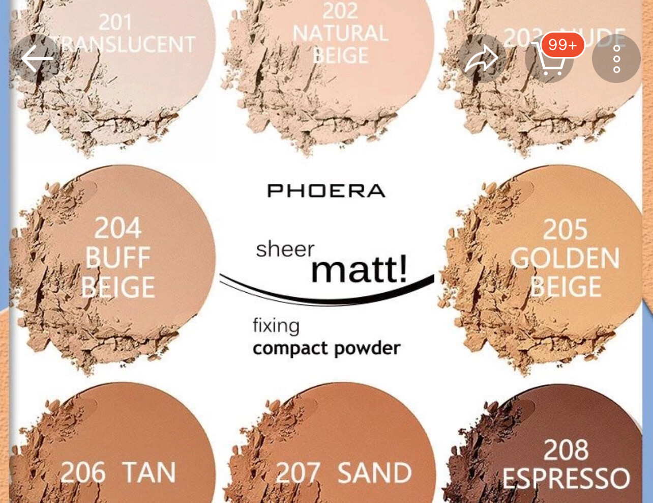 PHOERA 8 Colors Natural Long Lasting Whitening Concealer Foundation Hydrating Refreshing Oil Control Matte Blush Rouge Powder Cake Loose Powder 【In Stock】 2pcs
