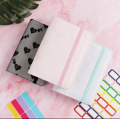 Cute Heart Cover A6 Binder with 12pcs Zipper Pockets Cash Envelopes for Budgeting Money Storage Book