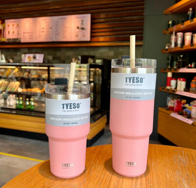 ￼【COD】TYESO 600ml/900ml Vacuum Insulated Tumbler Keep Cold and Hot with Silicon Straw - 900ML