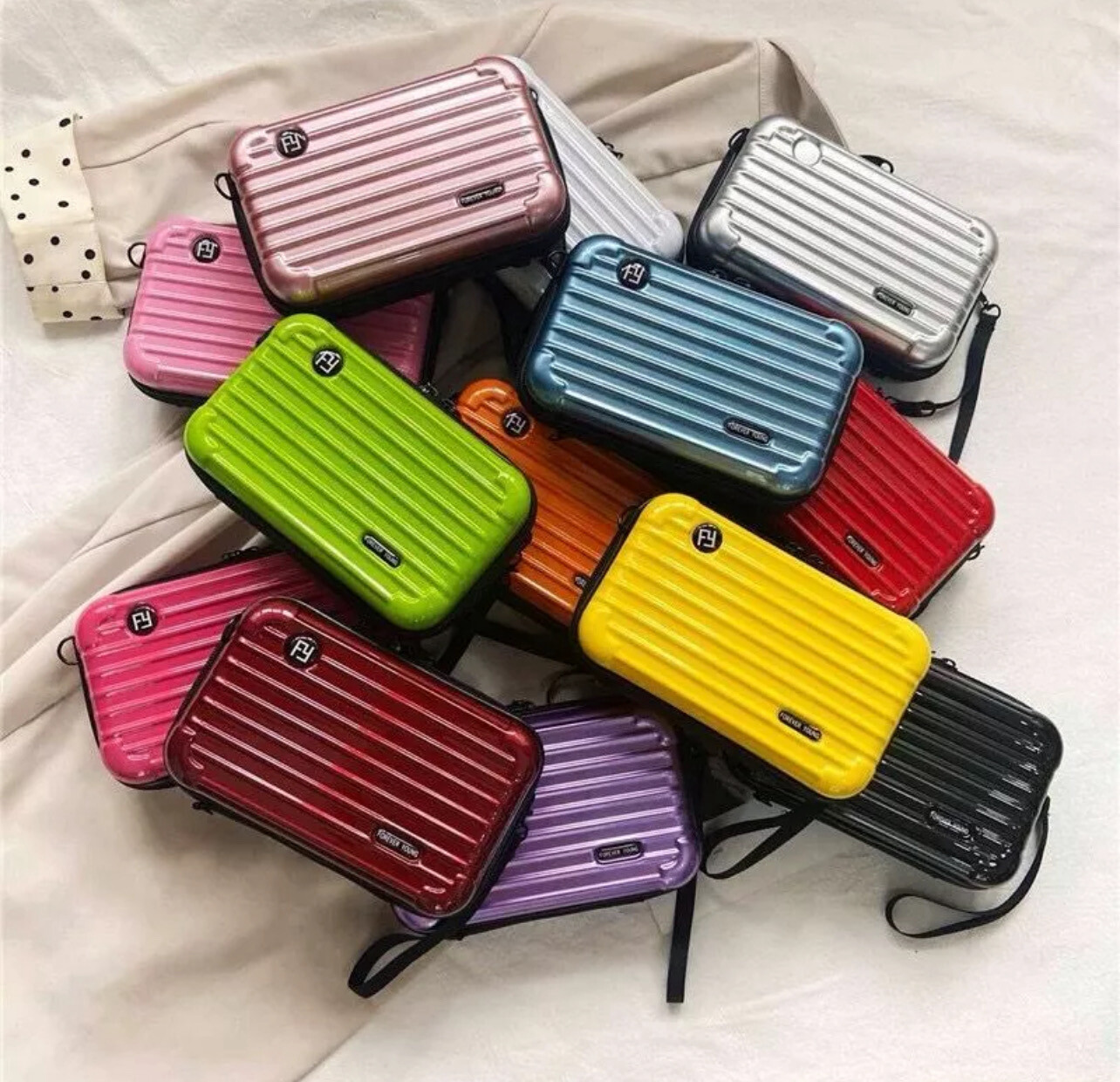 ￼Mini Cosmetic Case Small Bag With Luggage Shoulder Bag Adjustable Shoulder Strap