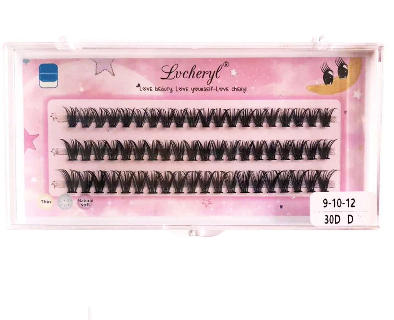 ￼Lvcheryl 30D/40D 60 Clusters Lashes , D Curl Volume Individual Lashes Extensions, Wispy Lashes Cluster DIY At Home ( D-9-16 Mix ) Grafting Lashes 0.07mm 2set