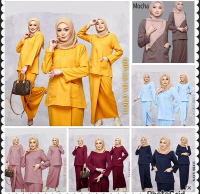 Baju Kurung Kedah Berpoket Mini Kurang with Pocket +Kain (Muslimah Suite 1Pcs) 1set (Size S,M, L) - Promo
