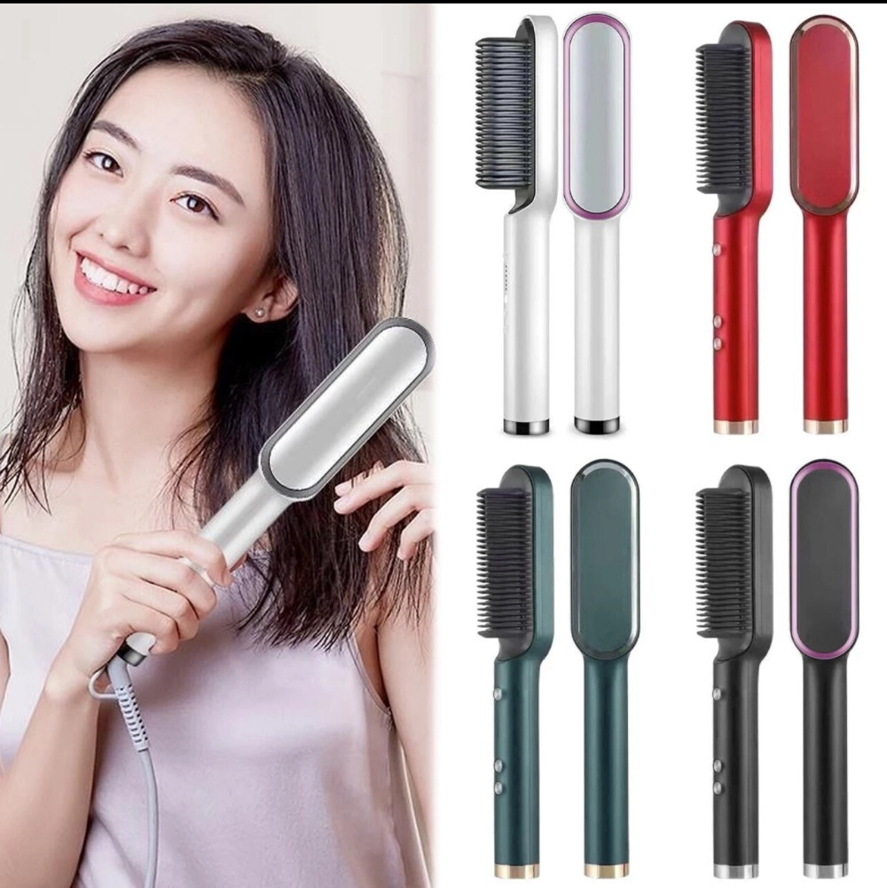 [MALAYSIA READY STOCK] The Beauty Street 3pin Hair Straightener Comb Heating Hair Straightener Styling Tool Comb Curler