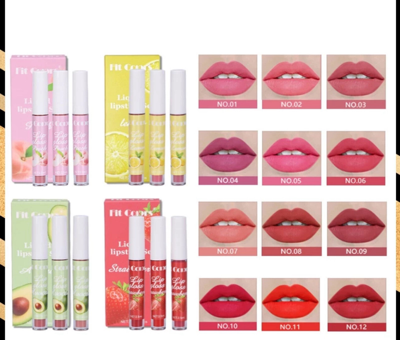 ￼Fit Colors New 3pcs/box Liquid Lipstick Velvet Matte Lip Gloss Set Waterproof Long-wear Lip Tint Stain Lips Daily Makeup Women Cosmetics 2set