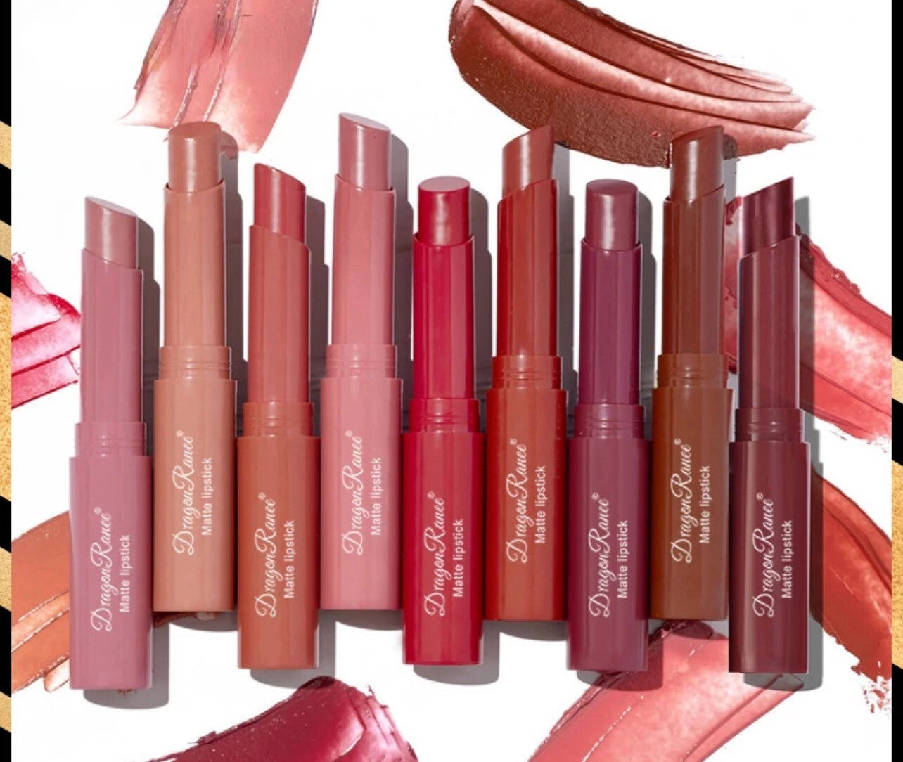 ￼Dragon Ranee 1pcs Wood Rose Lipstick Set Korean Girl Velvet Matte Lipstick Long Lasting Makeup Tint Easy To Color Sexy Waterproof Lip Gloss 5pcs