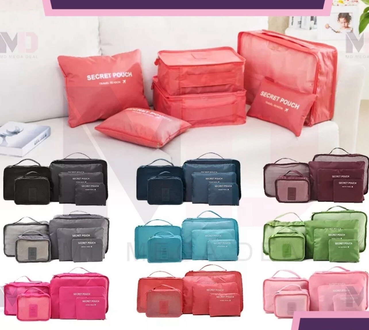 6 in 1 Korean Travel Packing Clothes Storage Organizer Bag Pouch Set Travel Make up beg travel organizer 2set (Promo)