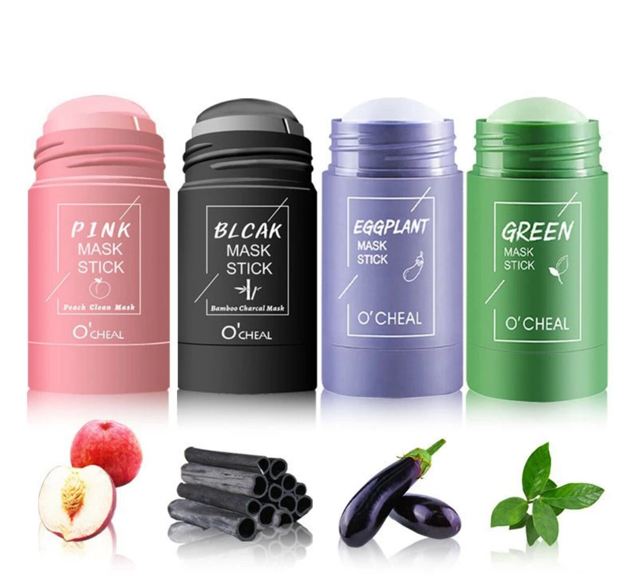Solid mask stick green tea eggplant bamboo charcoal peach remove blackheads delicate pore mask balance oil skincare moisturizing -XIXI 2pcs