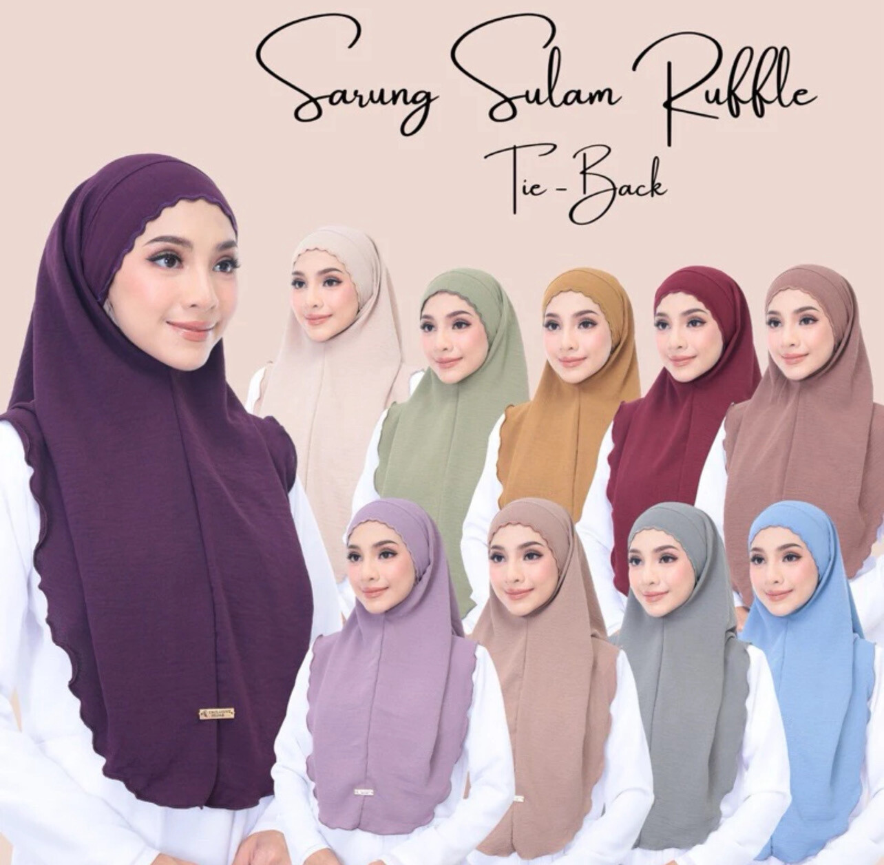 Sarung Sulam Ruffle Tieback Cey Ironless 2pcs