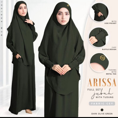🌹🌹Raya Arrival🌹🌹Arissa Full Set Jubah With Tudung Ironless (Free Size) By Women Hijab Collection 1set
