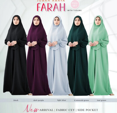 New Season Arrival Jubah Abaya Farah Free Size With Tudung Sarung (Full Set) CEY Plain by AL AQSA 1set