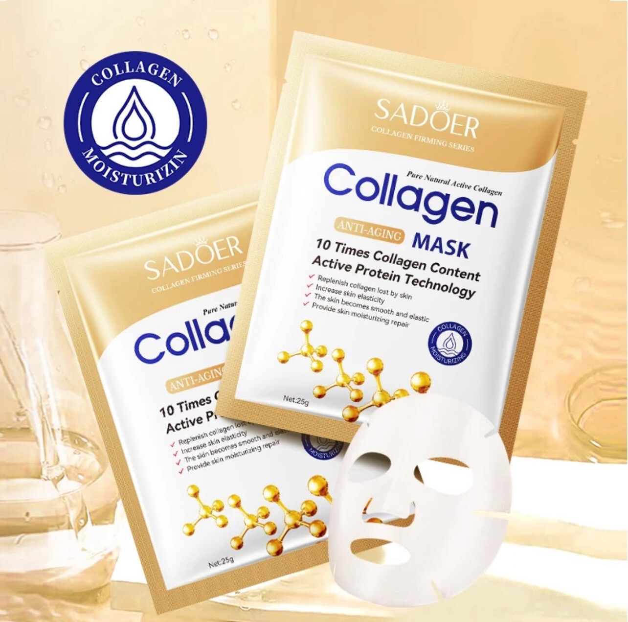 ￼BIOAQUA Hyaluronic Acid Retinol Collagen Anti-Oxidant Anti-Aging Facial Mask Rejuvenating Hydrating Moisturizing Mask 25pcs