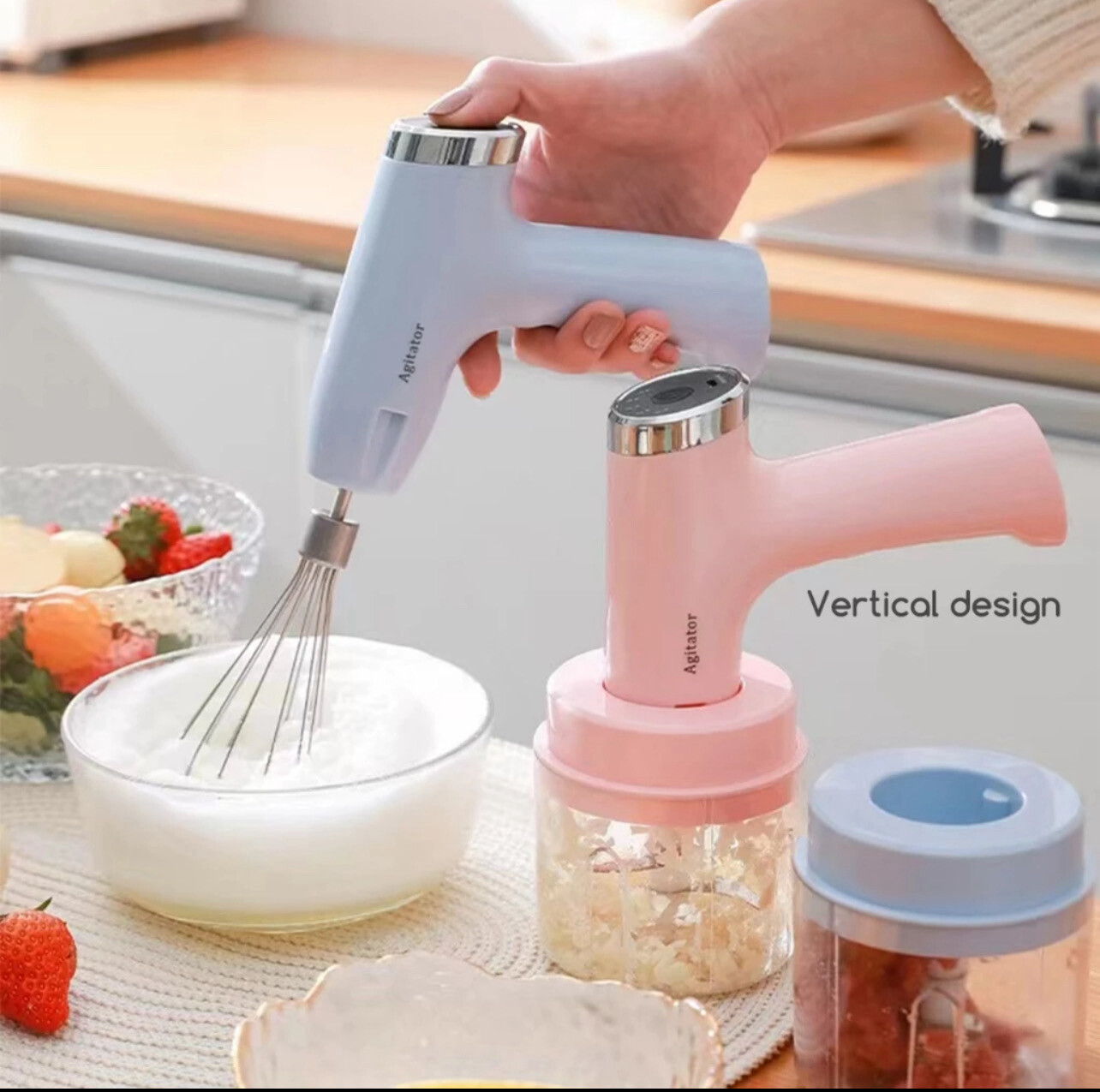 ￼🔥M&#39;sia Stock🔥2in1 Wireless egg beater Hand Mixer Garlic Chopper Processor Baking Food  Blender Meat Grinder  打蛋器 (Promo)