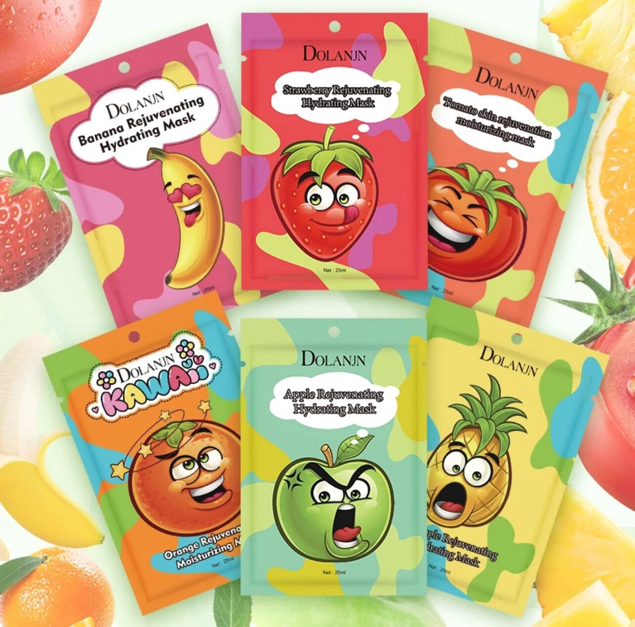 ￼DOLANJN Fruit Facial Mask Rejuvenating Moisturizing Mask Series DOLANJN 水果面膜 保湿补水面膜系列 20pcs
