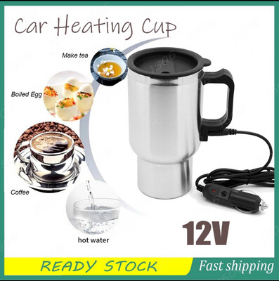 12V Car Heating Cup 450ML Heater Kettle Coffee Tea Boiling High Capacity Travel Car Water Bottle [Ready Stock] Local Sending