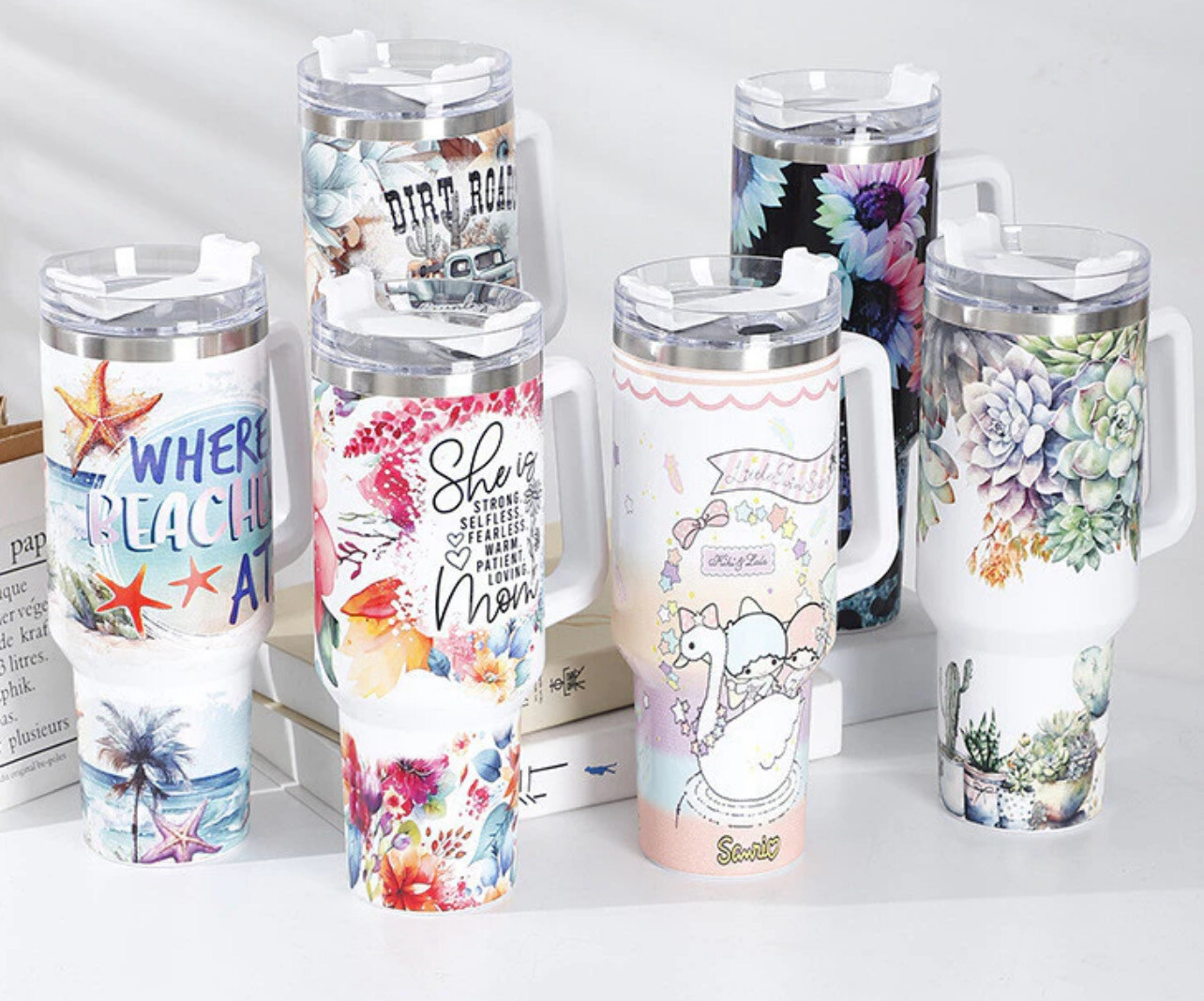 1200ml Thickened Spray Plastic Thermos Cup Large Capacity Ice Master Cup 40oz Printed Handle Cup Ice Master Cup