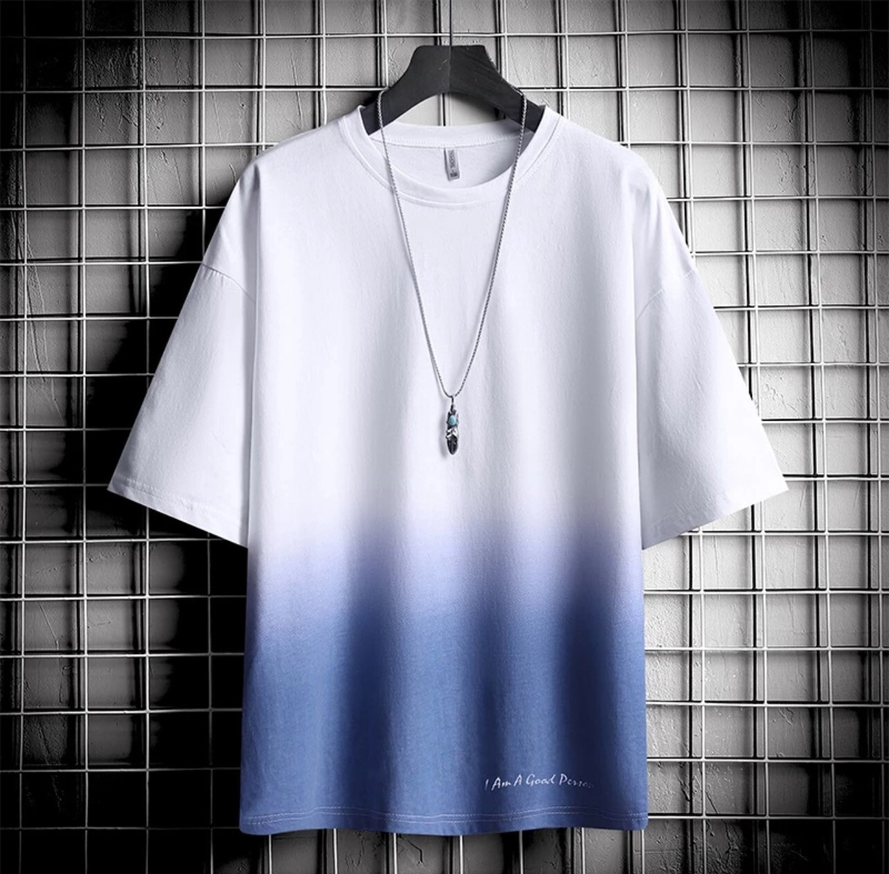 Gradient T-Shirt Men S Korean Loose All-match Short Sleeve Casual Round Neck Top (M-3XL)