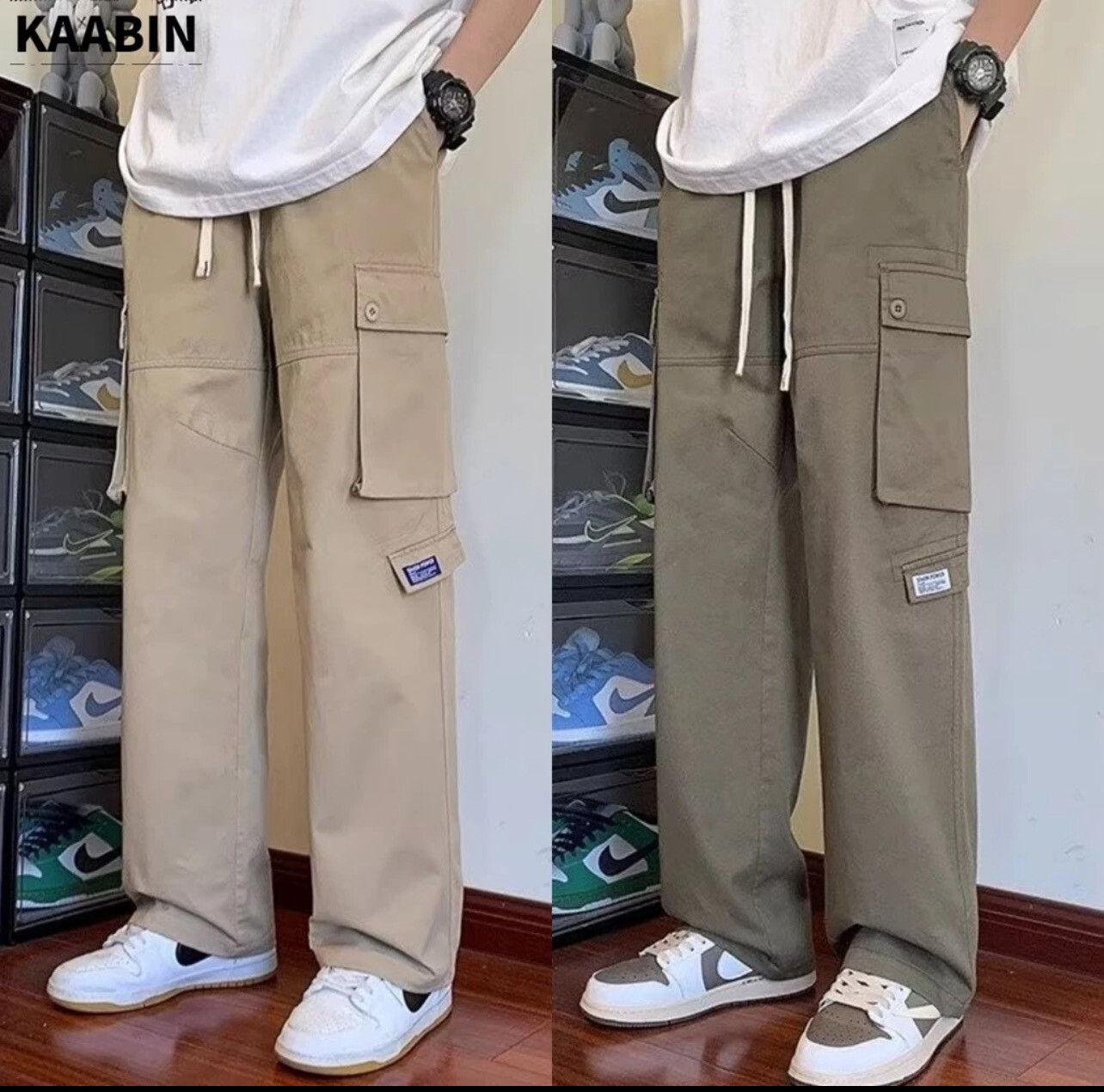 Vintage new style men&#39;s Cargo pants summer kargo pants trend straight cut casual pants oversize multi pocket seluar kargo lelaki kerja (M-3XL)