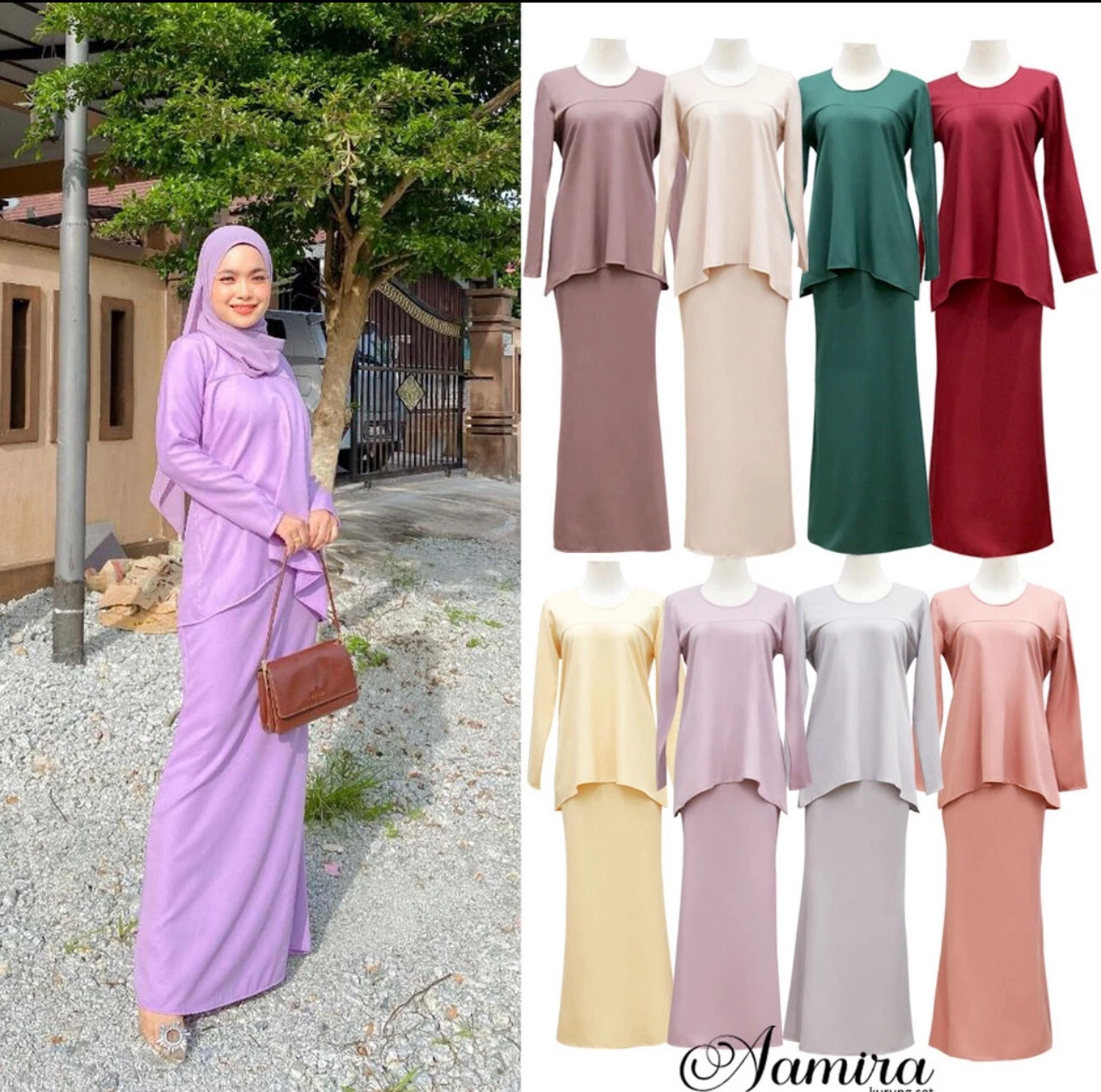 NEW-Aamira Kurung Set Modern with Skirt (Size S-XL)