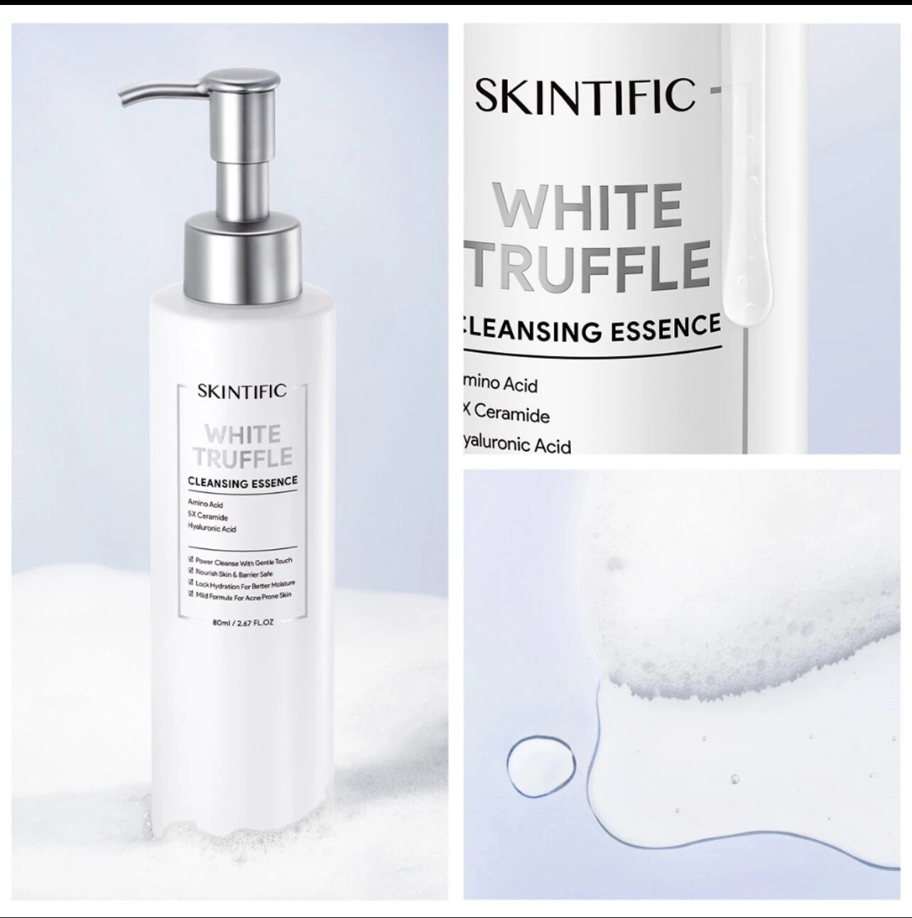 [100% Ori] SKINTIFIC White Truffle Cleansing Essence Cleanser Facial Wash Serum Nourish and Protect Skin Barrier 80ml