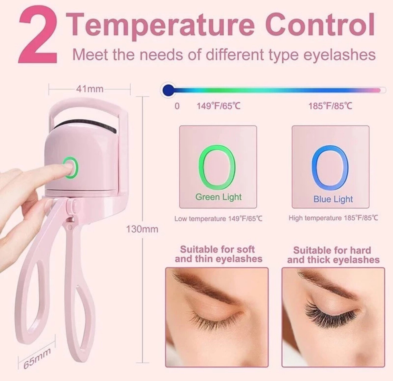 ￼Portable USB Rechargeable Heated Eyelashes Curler Long Lasting Electric Eyelash Makeup Tools Eye Lash Perm 2pcs
