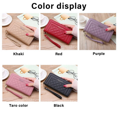 ￼Purse Woman Double Zipper Women Wallet Long Purse Large Capacity PU Leather Long Wallet Card Holder Purse Clutch Pouch 2pcs