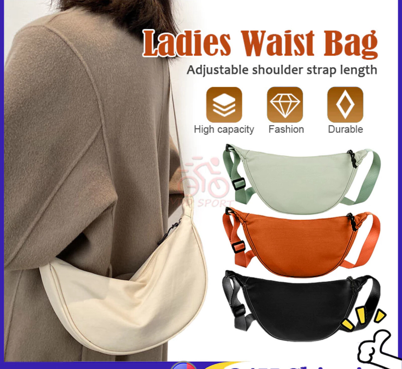 ￼Crossbody Bag Dumpling Shoulder Bag Sling Bag Ins Fashion Hip Hop Solid Color Shoulder Bag Casual Nylon Underarm Bag 斜挎包 3pcs