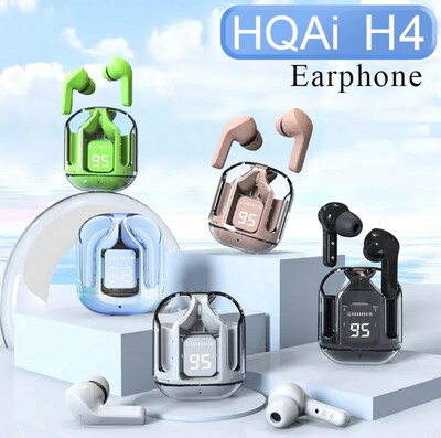 ￼HQAi H4 Wireless Earphone Bluetooth TWS Build-in Mic Earbuds Noise Cancellation Earphone Touch Control Hi-fi Headset Sports Waterproof for All Phone