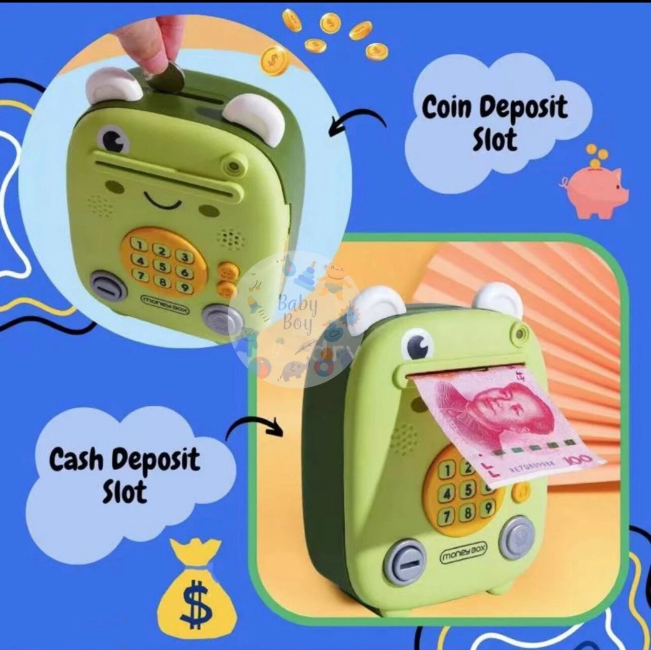￼Kids Piggy Bank Toy Saving Box Electric ATM Cash Coin Saving Box Tabung Simpanan Kanak Kanak 储蓄罐