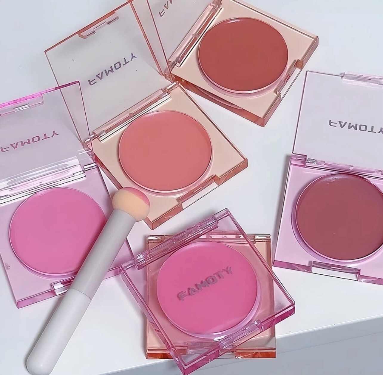 FAMOTY Transparent Single Color Blush Girly Whitening Natural Long-lasting 4pcs