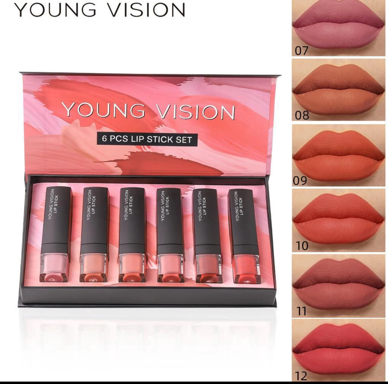 ￼Matte Matte 6-Piece Lipstick Gift Box Set Non-Sticky Cup Lipstick Velvet Moisturizing 1 set (Set A 1-6/ Set B 7-12)