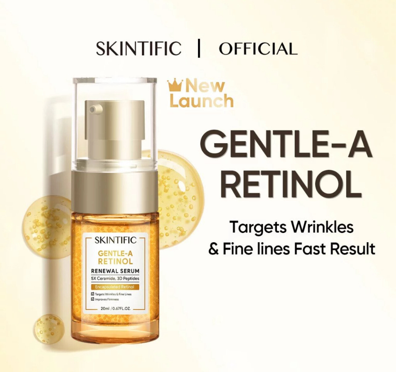 ￼SKINTIFIC Gentle-A Retinol Serum Anti-Aging 5X Ceramide Gentle A Renewal Essence (20ml) 2 bottle (Promo)