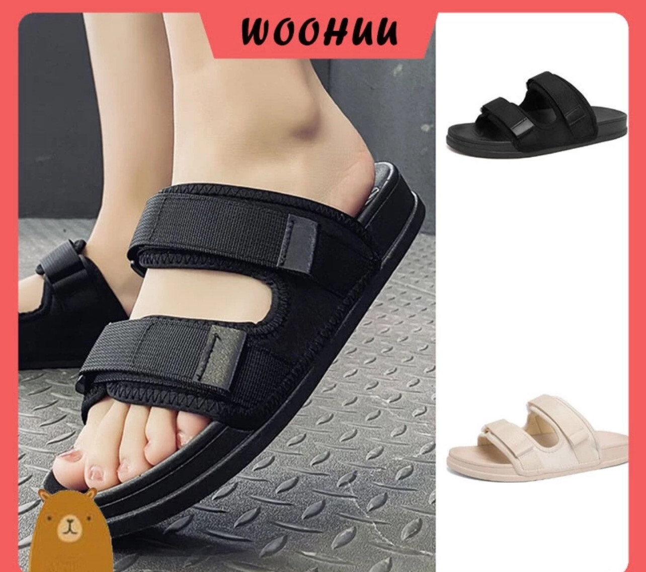 ￼READY STOCK WOOHUU Sandal Women men Shoe Kasut Slipper Flat Perempuan
