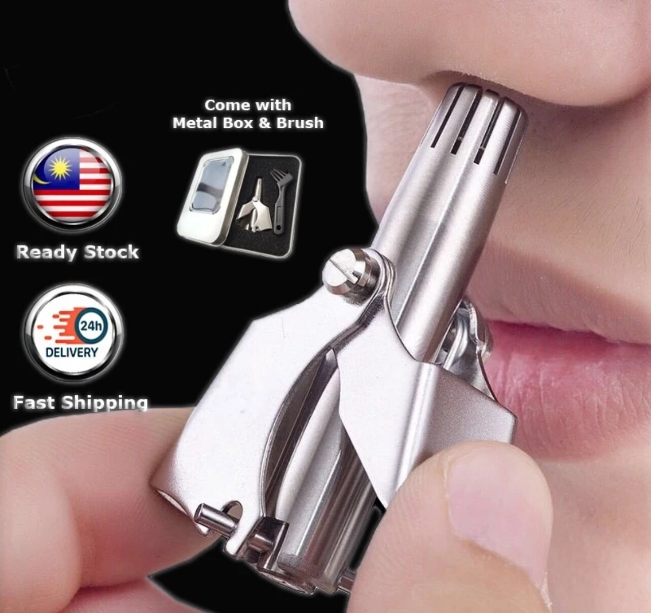 [Dhin] Nose Trimmer for Men Stainless Steel Manual Washable Nose Trimmer for Nose COD 2set