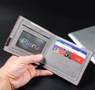 [Dhin] Denim Wallets Purses Men Women Inserts Business Foldable Cow Wallet Picture Coin Purse Slim Money Credit ID Cards Holder Bag COD 3pcs