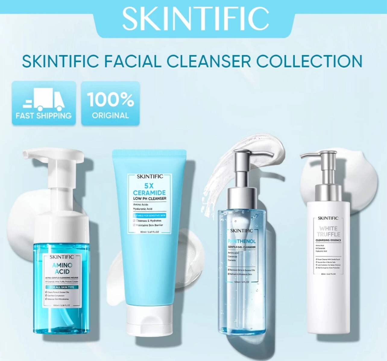 ￼[100% Ori] SKINTIFIC 5X Ceramide Low pH Cleanser Facial Wash Gentle Cleanser Skincare Barrier Panthenol Gel Amino Acid (Promo)