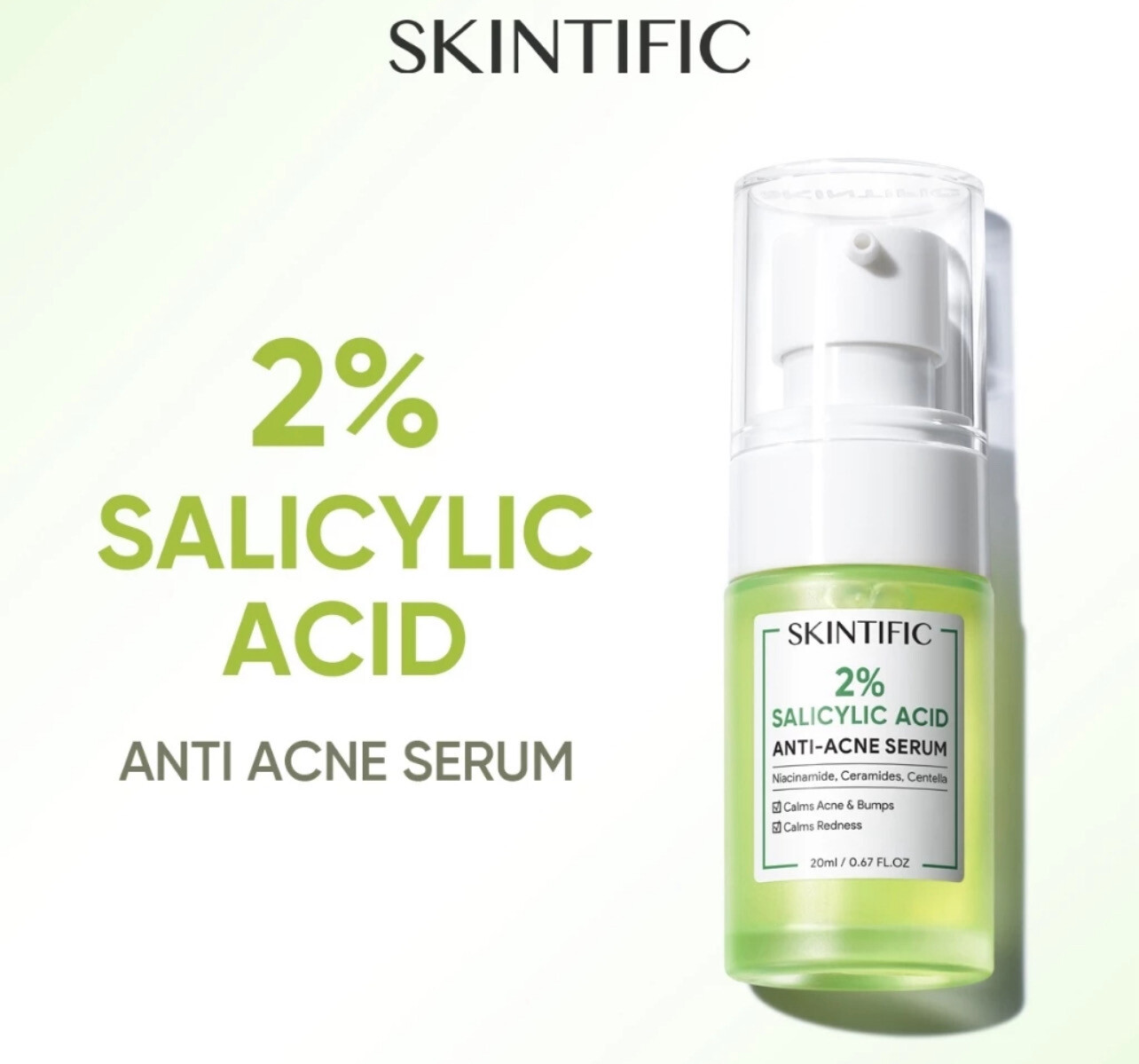 SKINTIFIC 2% Salicylic Acid Anti Acne Serum Spot Scars Brightening Face Serum For Repair Skin Barrier (20ml) (Promo)