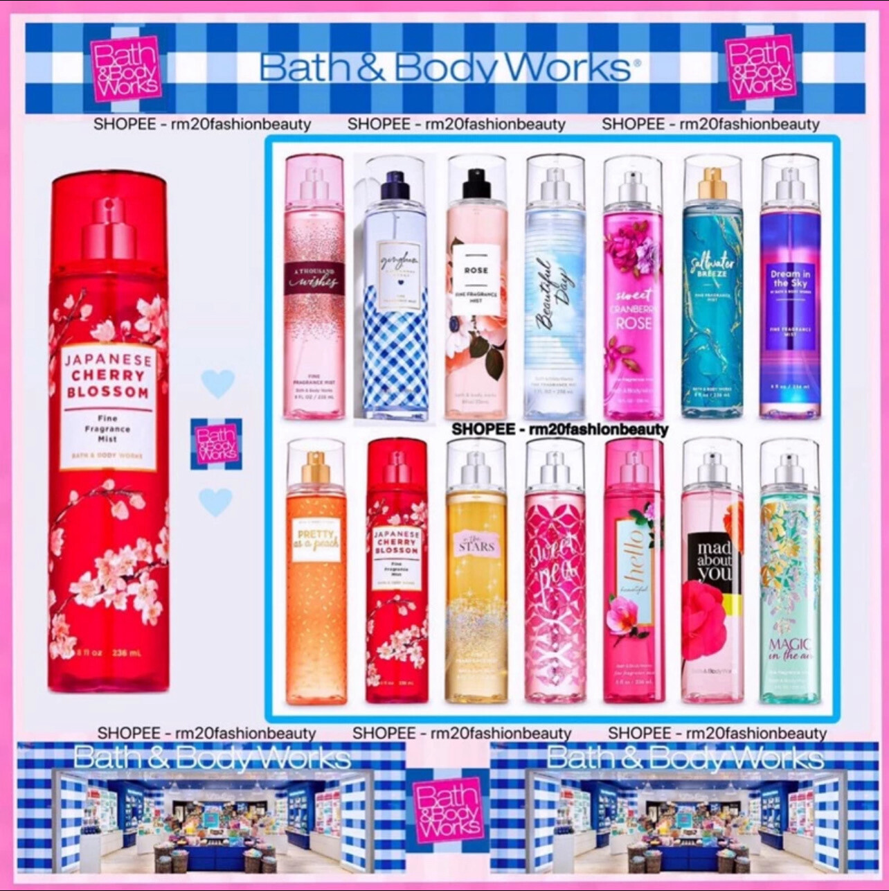 💗 Bath_ and Body Works 💗 BBW 236ML Body Mist Perfume Fine Fragrances Her Gift 香水 Birthday Valentine minyak wangi borong (Promo) 2 Bottle