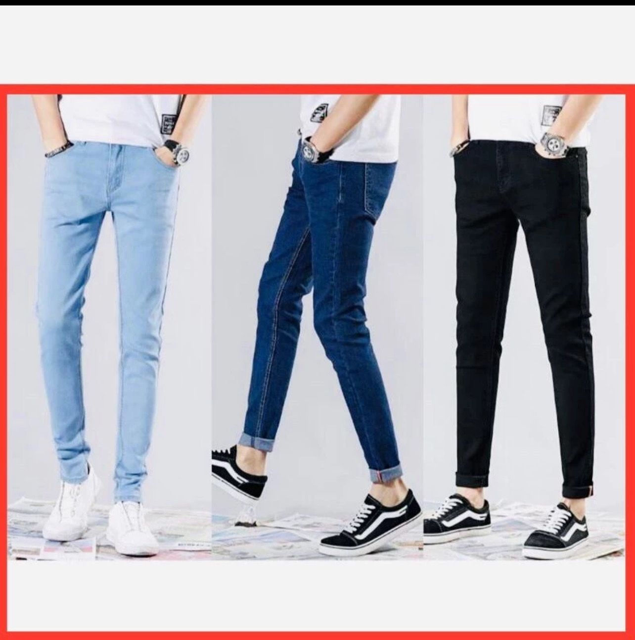 Harga Borong ) Seluar jeans/ Denim Slim Fit For Men Women  Unisex Material (Promo)