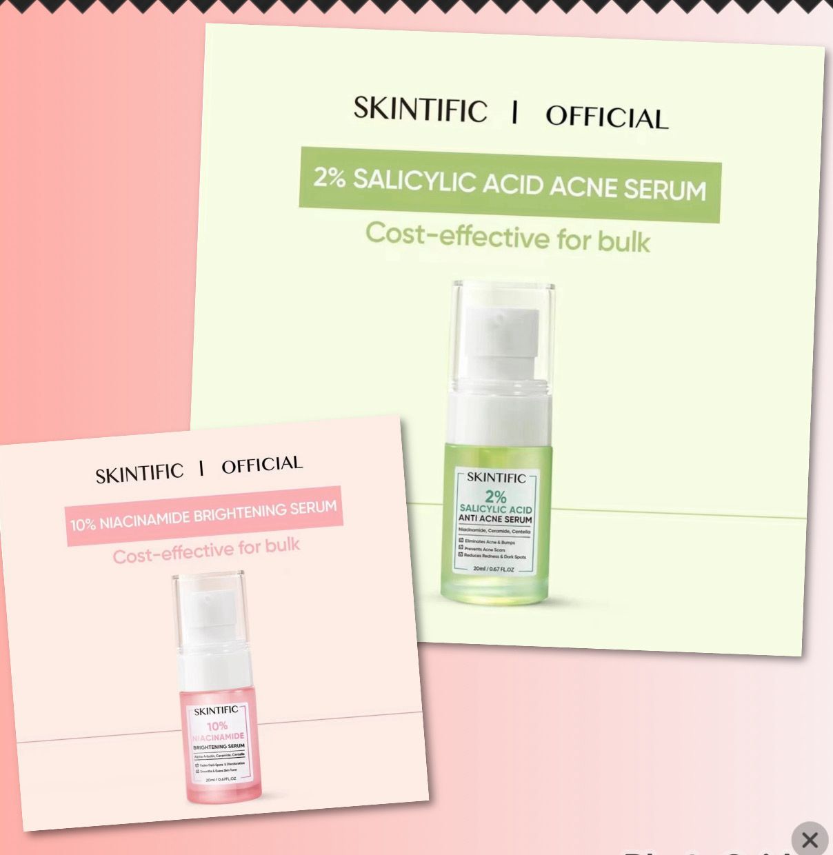 SKINTIFIC 10% Niacinamide Brightening Serum Whitening Glowing Skin Skincare Vitamin C Serum Fade Dark Spot (20ml) - 2bottle Mix