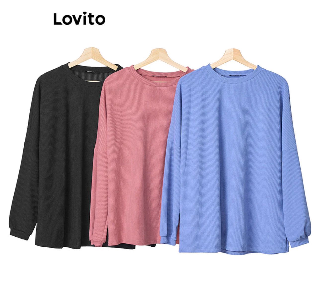 ￼Lovito Modest Plain High Low Freesize T-Shirt for Women L83ED949