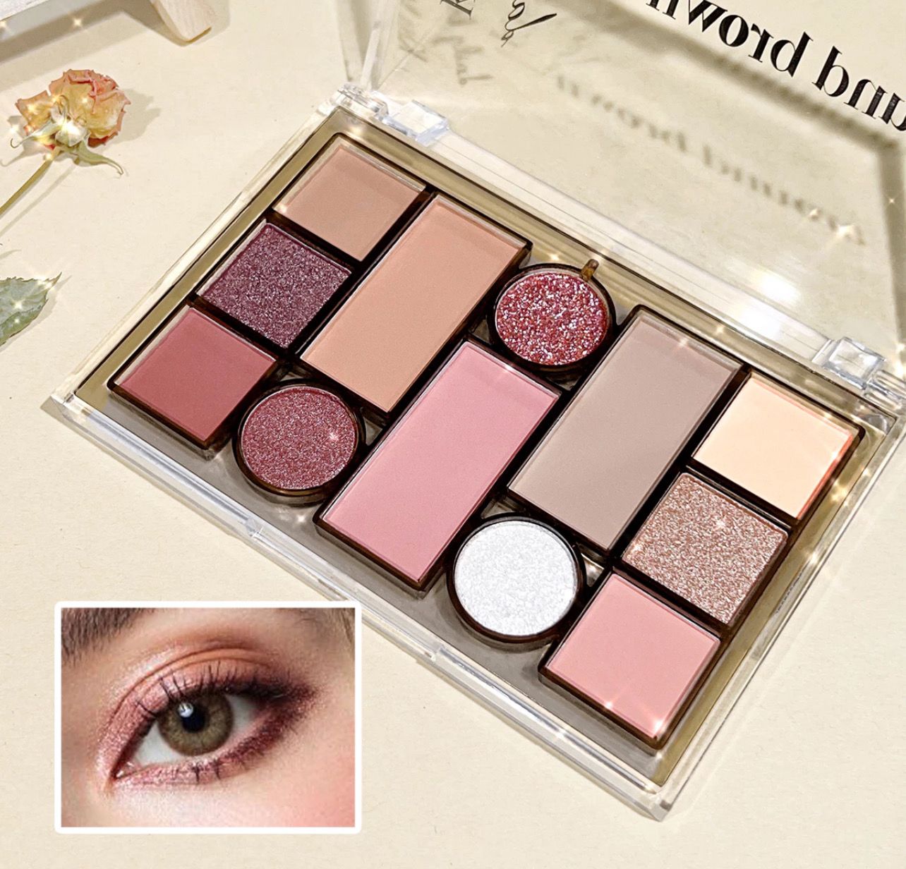 ￼12 Colors Low Saturated Eyeshadow Palette Delicate Non-Take-Off Outsole Color Series Everyday All-Match Cheap Eyesha 3pcs