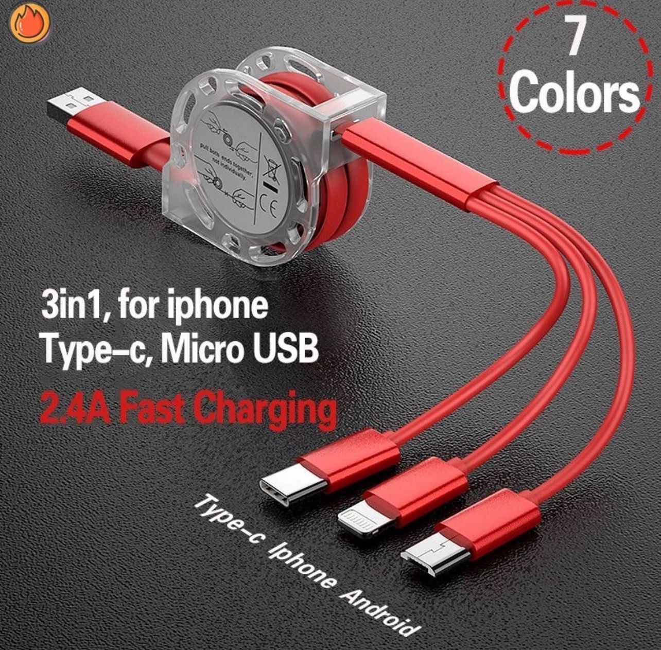 Three-in-one telescopic data cable, one for three mobile phone charging cables YKT 3set