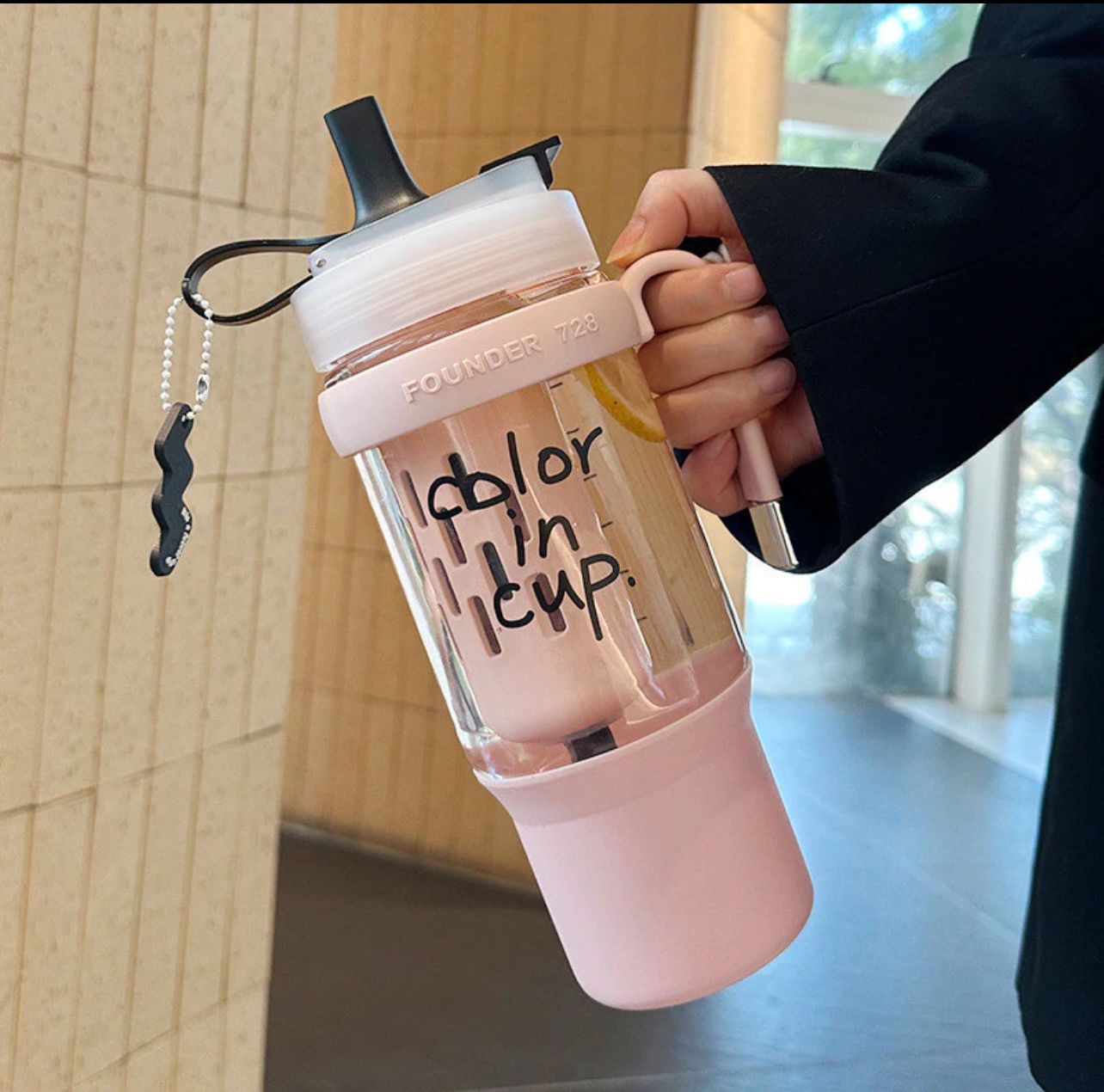 [Co-Life] Ready Stock-1,000ml Large Capacity Bottle Portable High Temperature Resistant with Scale Straw Plastic Water Bottle Tea Water Separation Sports Water Cup