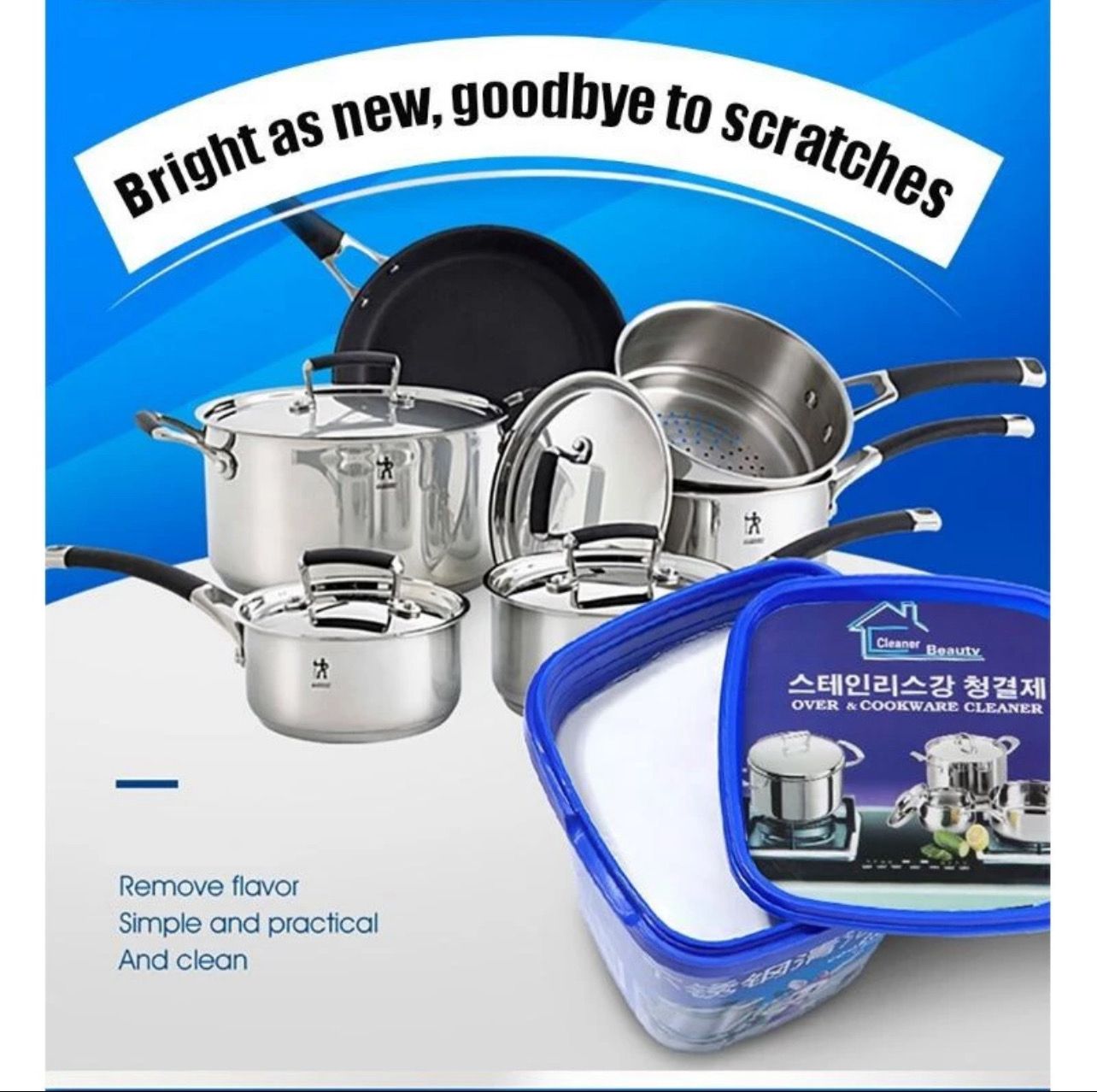 500gram Cleaner Beuty Sabun Anti Karat Cookware Cleaner Clean Beauty Magic Pencuci Periuk Magik 3pcs
