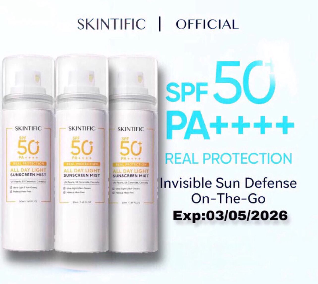 Sunscreen skintific spf50 50ml ori💯% 3bottle