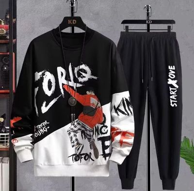 Fashion Casual Men Suit Hong Kong Fashion Fashion Brand New Two-piece Set 1 set