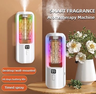 Digital display Rechargeable Fragrance Machine Automatic Aroma Diffuser humidifiers Essential oil Dispenser Bedroom Household Home Living Toilet Deodorant Fresh Air 香氛机香薰机 (1set with 1 Oil Perfume)