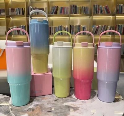 PSB_ 304 Stainless Steel Thermos 900ml Bottle With Closed Lid 2 Drinking Heads With Convenient Handle