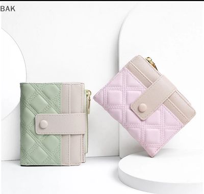 BAK Fashion Rhombus Embroidered Wallet PU Leather Multiple Card Slots Coin Purse For Women BA