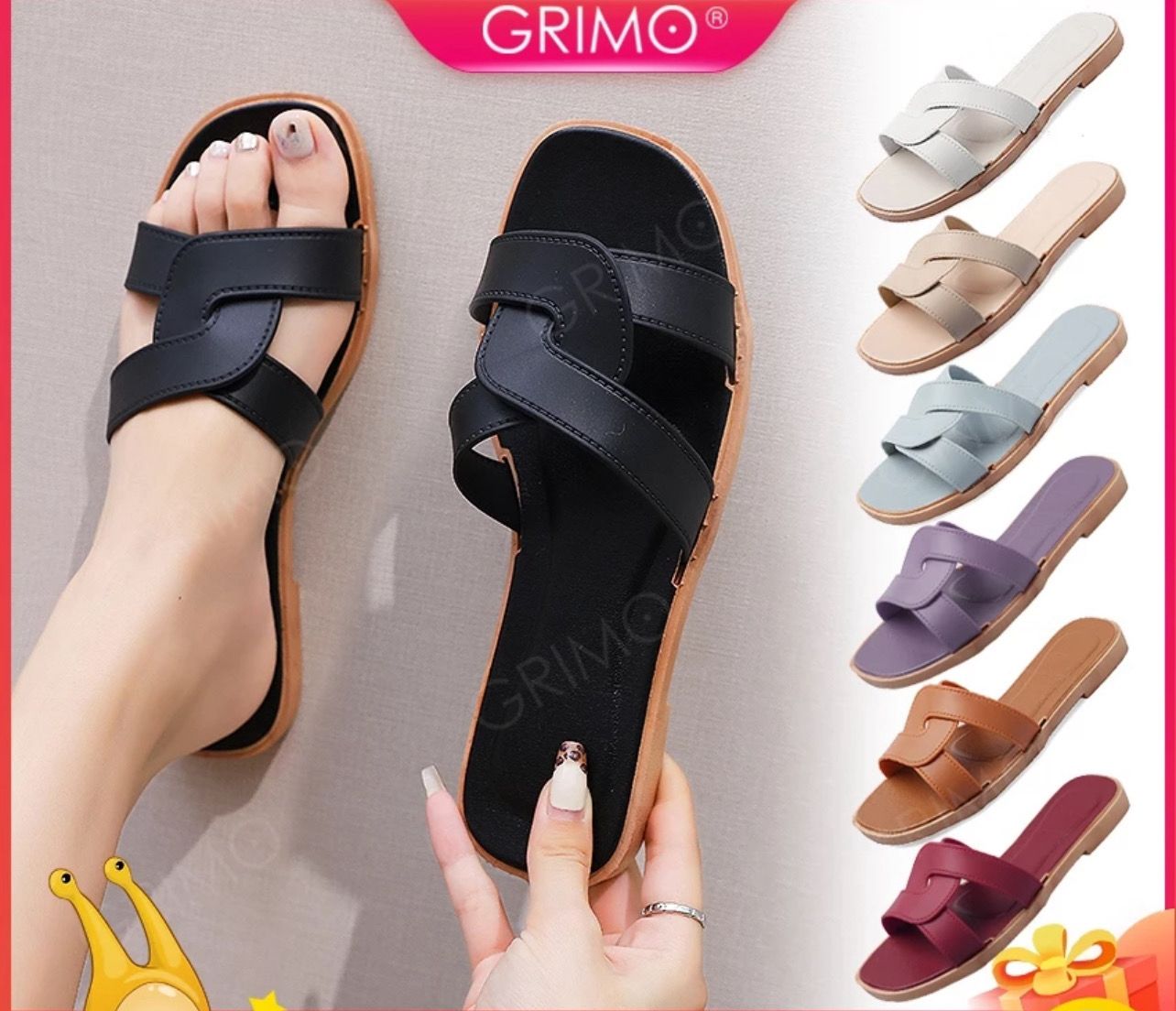 ￼READY STOCK💝GRIMO Xexeflip Sandal Women&#39;s Kasut Slipper Shoe Unisex Lady Perempuan Wanita Girl Lawa Casual Gift ks11453 2pair (2kiri/2kanan)